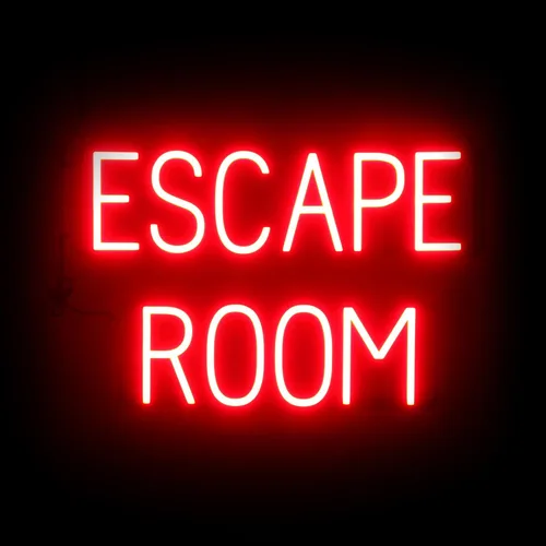 SpellBrite Cartel de ESCAPE ROOM | Letrero relacionado con el entretenimiento con aspecto de neón, fuente de luz LED roja | 23.6 x 15.0 pulgadas Rojo