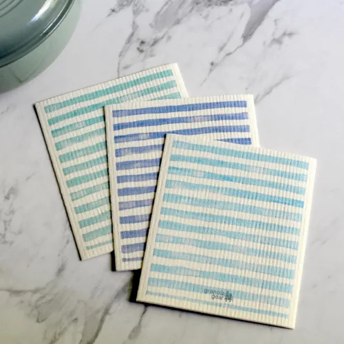 Miniatura 6 de Paquete de 6 paños suecos para cocina, hechos en Suecia, toallas de papel reutilizables, paños de esponja lavables, algodón de celulosa