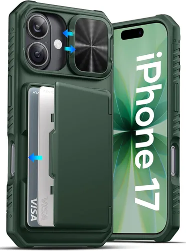 Miniatura 61 de ATATOO Funda para iPhone 17, tarjetero integrado (almacena 3-5 tarjetas) y funda para cámara deslizante y bloqueo RFID, protección de grado militar