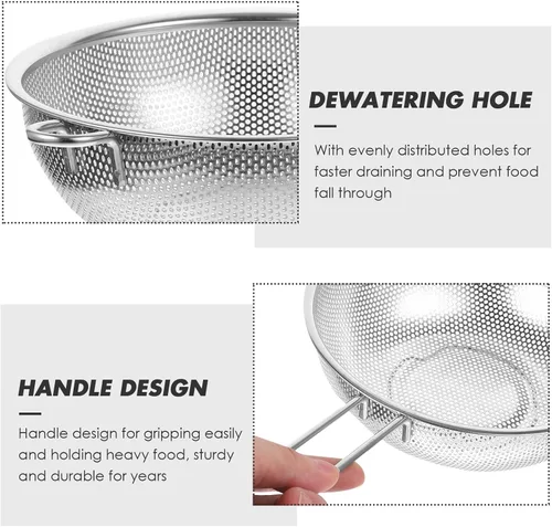 Miniatura 3 de BESTonZON Colador de lavabo de acero inoxidable con asa, colador de pasta plegable para lavabo multiusos, colador de cocina y para colar, enjuagar