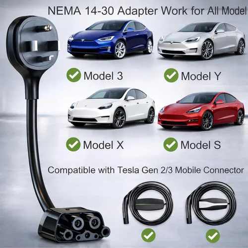 Miniatura 5 de Adaptador para Tesla NEMA 14-30, adaptador de cargador móvil Tesla solo para Gen 2 y 3, enchufe de 240 V y toma de corriente 14-30 a 24 amperios