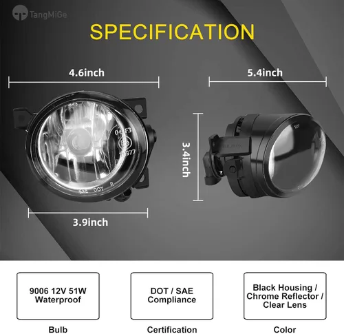 Miniatura 3 de TangMiGe Luces Antiniebla para Volkswagen GTI/Volkswagen Jetta 2006 2007 2008 2009 2010, Faros Antiniebla de Reemplazo Premium (VW GTI/Jetta), 1
