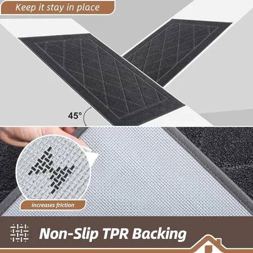 Miniatura 5 de BEQHAUSE Tapete para puerta de 20 x 32 pulgadas, tapete antideslizante para puerta, lavable, tapete para puerta de perro, resistente a las manchas