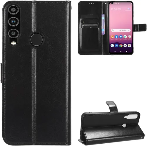 Miniatura 89 de Funda para Boost Mobile Celero 5G + Funda de piel con tapa para Boost Mobile Celero 5G Plus, color negro