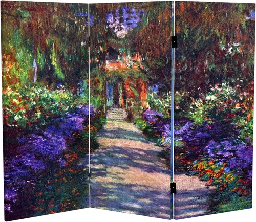 Miniatura 9 de Red Lantern Pantalla plegable de lona de Van Gogh de doble cara, flores de almendra/campo de trigo, 3 pies de corto - 3 paneles