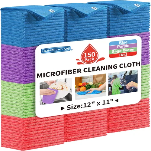 Miniatura 13 de Paño de limpieza de microfibra, paquete de 12 trapos de limpieza Biege, paños de limpieza de 12 x 11 pulgadas, paños de lavado sin pelusas, toallas