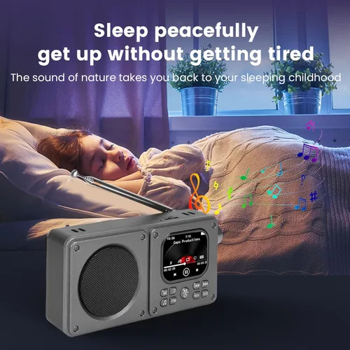 Miniatura 5 de Sanpyl Radio de video AM FM con altavoz Bluetooth 5.4, soporte de radio recargable reproductor MP3 MP4, con conector para auriculares de 0.138 in