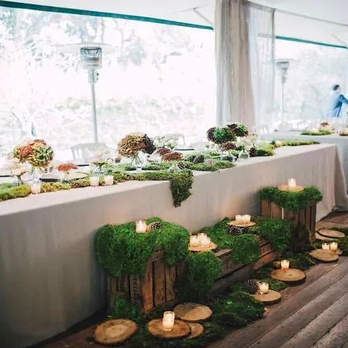Miniatura 4 de FAICOIA Camino de mesa de musgo, rollo de musgo verde para jardines de hadas, decoración de mesa de bosque, musgo seco para manualidades, 16 x 118