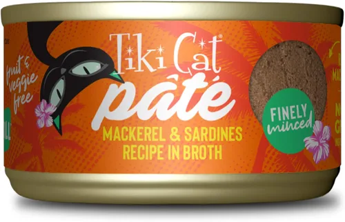 Tiki Cat Grill - Alimento húmedo para gatos, caballa y sardinas, latas de 2.8 onzas (12 unidades)