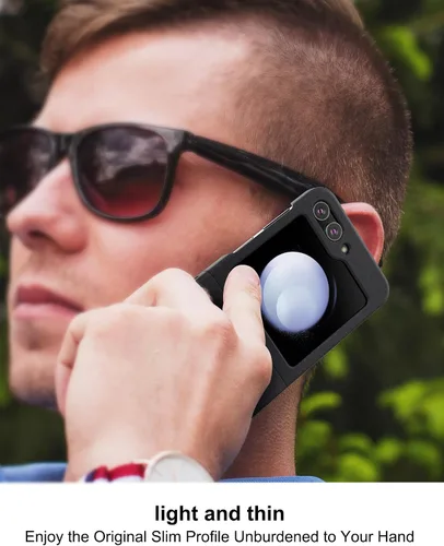 Miniatura 3 de Funda delgada para Galaxy Z Flip 5, parte trasera de policarbonato duro, sensación esmerilada, soporte de carga inalámbrica, ligera, a prueba