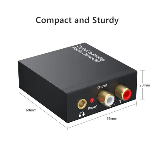 Miniatura 4 de Convertidor de audio digital a analógico de 192 KHz, convertidor óptico coaxial DAC SPDIF digital a L/R RCA, adaptador de audio Toslink óptico a