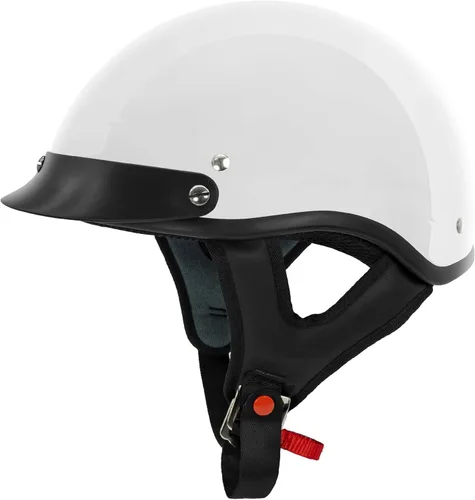 Miniatura 14 de VCAN Cruiser - Casco de motocicleta sólido, cobertura de media cara Bandera negra brillante
