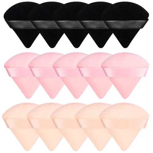 Miniatura 8 de Pimoys 15 piezas de polvo soplo cara triángulo maquillaje soplos para polvo suelto ajuste polvo base esponja belleza maquillaje herramienta