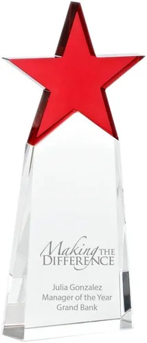 Miniatura 11 de Baudville Trofeo grabado – Cristal – Torre con estrella en la parte superior – Premio para empleados – Grabado personalizado de hasta cuatro líneas