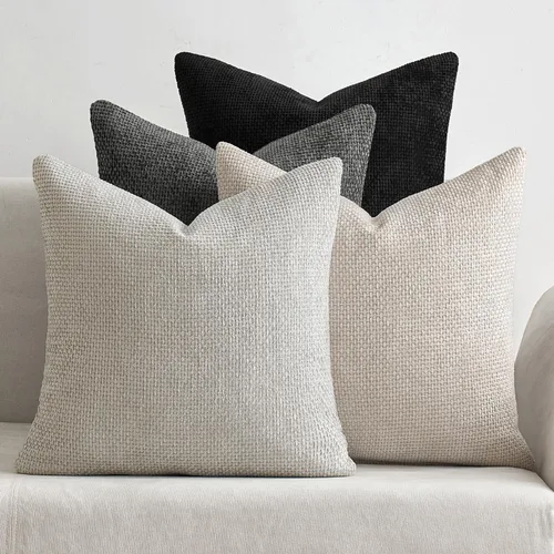 Miniatura 9 de MIULEE Paquete de 4 fundas de almohada para sofá, 16 x 16 pulgadas, fundas de almohada decorativas de felpilla suave color crema, fundas de cojín