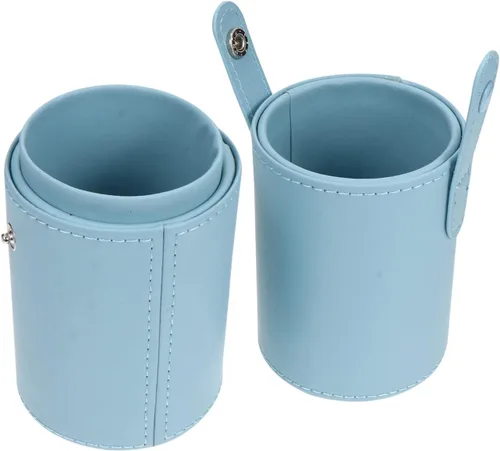 FOMIYES Soporte para brochas de maquillaje con tapa, estuche de viaje para brochas de viaje, bolsa de piel sintética, organizador de cosméticos,