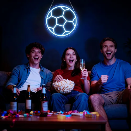 Miniatura 7 de Letrero de neón de fútbol, letreros de neón LED de fútbol para decoración de pared, luz de fútbol regulable alimentada por USB con interruptor