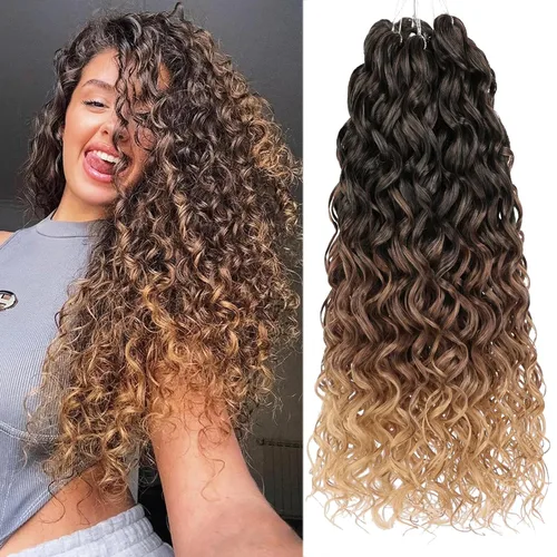Miniatura 18 de Unionbeauty - Paquete de 8 mechones rizados con ganchillo GoGo, rizos de agua para mujer negra, rizos de playa, extensiones de cabello rizado 1b#