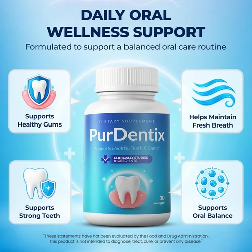 Miniatura 3 de PurDentix Probiótico para la salud oral, fórmula de 4 cepas para encías, dientes y aliento fresco saludables, 30 tabletas masticables
