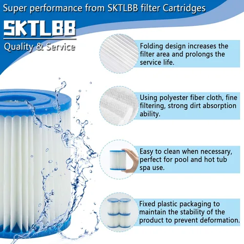 Miniatura 2 de Cartucho de filtro de piscina tipo I, 3.11 x 3.48 pulgadas, tamaño I para filtro de piscina, bombas de filtro de piscina, reemplazos universales