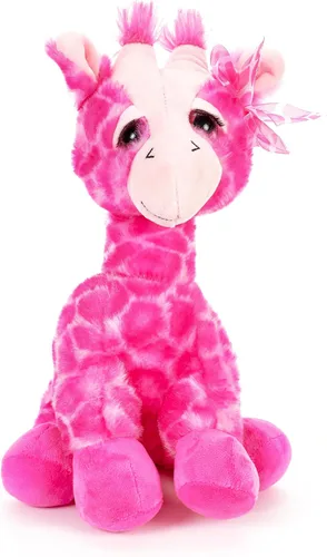 Miniatura 2 de The Petting Zoo Peluche de jirafa rosa, animales del zoológico de Lash'z, juguete de peluche de jirafa de 12 pulgadas