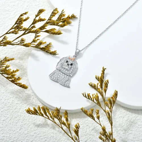 Miniatura 81 de Collares con colgante de perro de plata de ley S925 – 24 razas corgi/husky/labrador/pastor para mujer