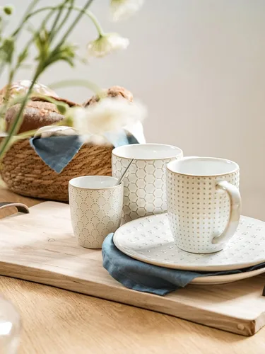 Miniatura 8 de LE TAUCI Tazas de café de 16 oz, juego de tazas de cerámica, tazas con relieve para café con leche, té caliente, capuchino, moca, cacao, aptas
