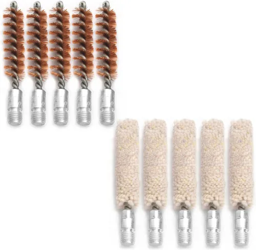 Miniatura 18 de Kit de 10 Cepillos/Hisopos para Ánima, Cepillos de Limpieza para Ánima de Escopeta/Pistola (.25 Cal)