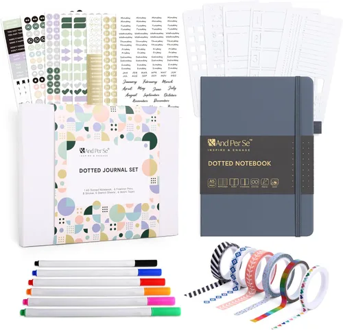 Miniatura 52 de &And Per Se Juego de diario y bolígrafo forrados (3 paquetes), cuaderno de tapa dura de cuero A5 con bolígrafo y juego de papelería, 160 páginas