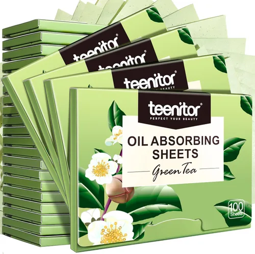 Miniatura 9 de Teenitor Hojas de secado de aceite para la cara, 400 hojas de té verde absorbentes de aceite hojas de papel secante para piel grasa, almohadillas