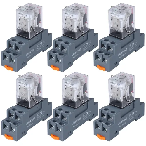Miniatura 23 de Relé de potencia electromagnética, bobina de relé de CA de 8 pines de 10 amperios 110 V/120 V con base de enchufe, indicador LED, DPDT 2NO 2NC - 9
