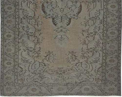 Miniatura 5 de 6x9.5 Ft Vintage Rug Over-Dyed in Gray for Modern Interiors, Handmade in Turkey