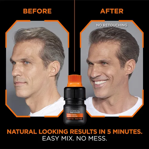 Miniatura 2 de L’Oreal Paris Men Expert One Twist - Tinte permanente de cabello para hombre, sin ensuciar, para cubrir canas, aplicación sencilla, sin mezclar y 06