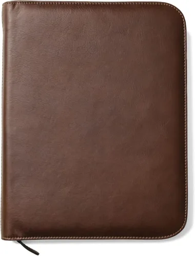Miniatura 8 de Portafolio de cuero personalizado Maruse - Folio ejecutivo para hombres y mujeres con cremallera, organizador de documentos folio, funda para Negro