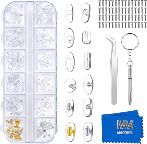 Miniatura 7 de MMOBIEL Almohadillas de nariz para anteojos [27 pares] Almohadillas de nariz de silicona suave para anteojos – Kit de herramientas de reparación