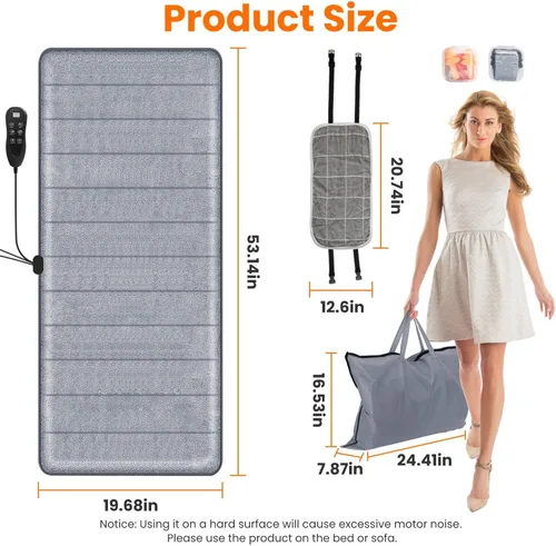Miniatura 7 de KOCASO Alfombrilla de masaje eléctrica de cuerpo completo con almohadilla de masaje por vibración de calor, cojín de masaje de espalda, almohadilla