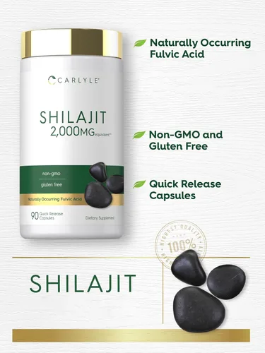 Miniatura 4 de Carlyle - Cápsulas de Shilajit 2000mg 90 unidades Suplemento sin OMG y sin gluten