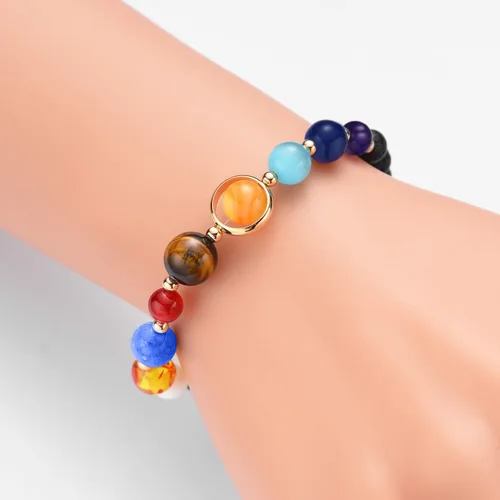 Miniatura 27 de Pulsera de cuentas de piedra para mujer, diseño de galaxia del universo de 8 planetas o 9 planetas en el sistema solar, pulseras de estrella