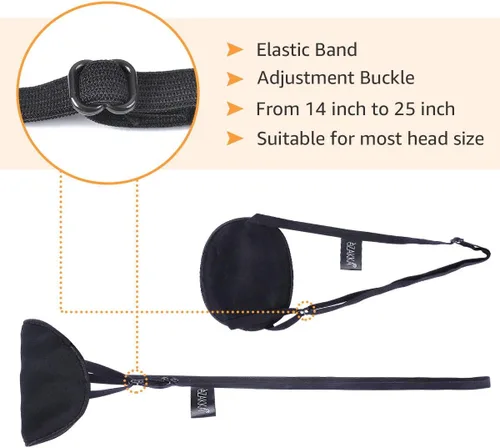 Miniatura 3 de eZAKKA Parches para ojos para adultos y niños, ojo izquierdo y derecho, 2 parches de seda para ojos perezosos después de cirugía, ambliopía, negro