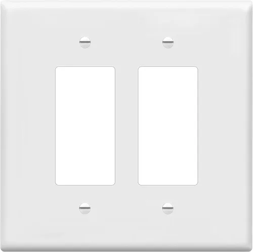ENERLITES - Cubierta decorativa de interruptor doble, placa de pared de dos salidas, 2 bandas de gran tamaño, 5.50 x 5.50 pulgadas, termoplástico de