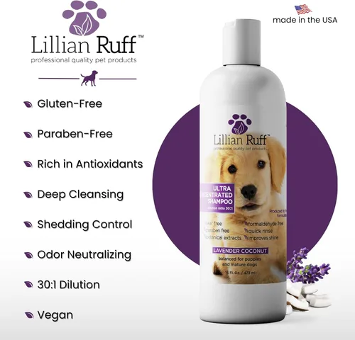 Miniatura 5 de Lillian Ruff PRO Formula Champú Ultra Concentrado para Perros – Hace 4 Galones/30 Botellas, Dilución 30:1, Champú Profesional para Mascotas