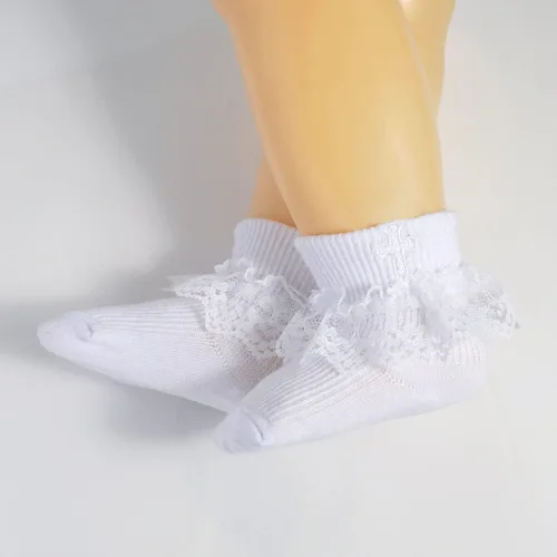 Miniatura 2 de EPEIUS Calcetines de bautizo para bebés, niñas y niños, calcetines de bautismo con cruz, recién nacidos, niños pequeños