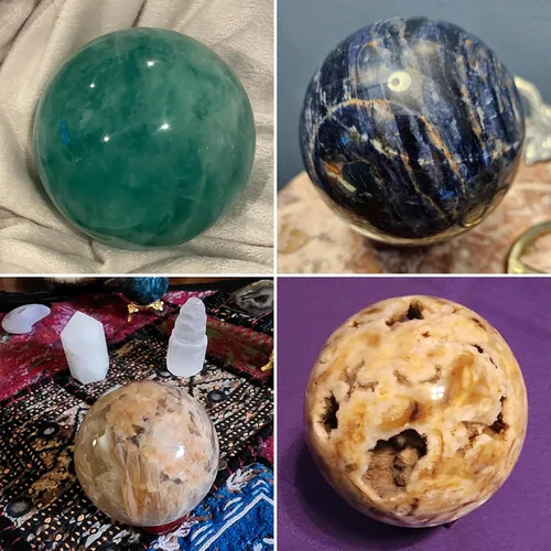 Miniatura 7 de AMOYSTONE Esfera de Fluorita Verde Esfera de Adivinación con Soporte de Madera Bola Decorativa Cristales Naturales de Curación Esfera para Feng Shui