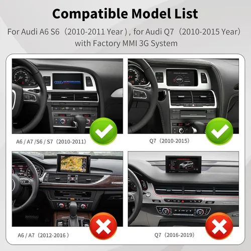 Miniatura 2 de Road Top Kit de reacondicionamiento automático inalámbrico CarPlay Android para Audi A6 S6 (2010-2011) y para Audi Q7 (2010-2015) con sistema MMI 3G