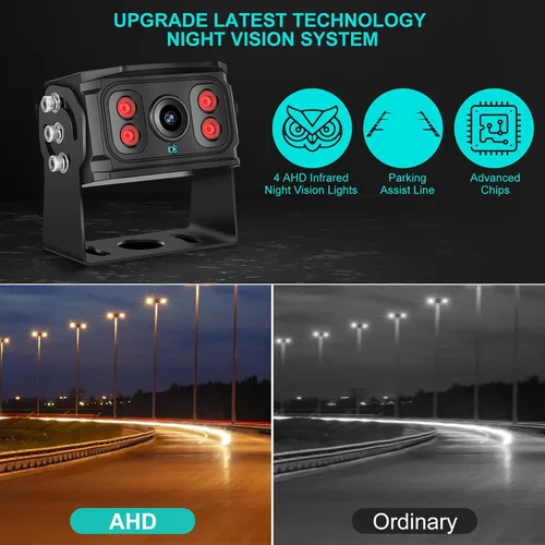 Miniatura 4 de Cámara de respaldo dual RV de 7 pulgadas, pantalla 4K, grabación en bucle, sistema de control de voz IP68, cámara de visión trasera nocturna
