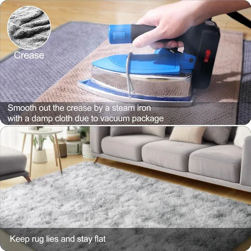 Miniatura 5 de qulint Alfombras de área de 5 x 7 pies para sala de estar, alfombra suave y esponjosa para dormitorio, alfombra de habitación de niños grandes, Gris