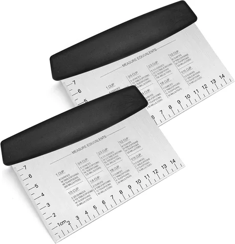 Leaburry Raspador de banco (2 unidades), herramienta multiusos para repostería, raspador de masa para hornear, rascador de masa de acero inoxidable