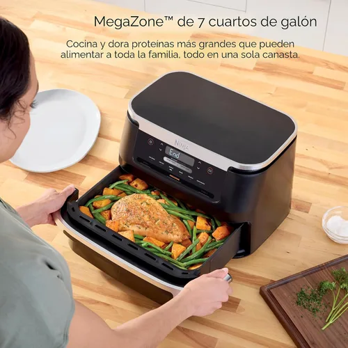 Miniatura 2 de Ninja Foodi Air Fryer 6 en 1 con megaZone de 7 cuartos y divisor de cesta para proteínas grandes y comidas completas Cocina 2 alimentos a la vez
