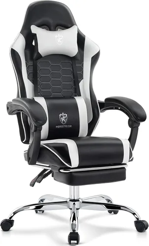 Miniatura 12 de Silla Gaming, Silla de Oficina para Computadora con Reposapiés, Soporte Lumbar de Masaje y Almohadilla de Gel, Silla Ergonómica Reclinable Ajustable