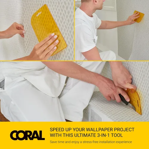 Miniatura 6 de CORAL Paperwiz 69500 - Papel tapiz 3 en 1, herramienta de alisado de costuras lisas y recortes, papel de pared, kit de aplicación más suave